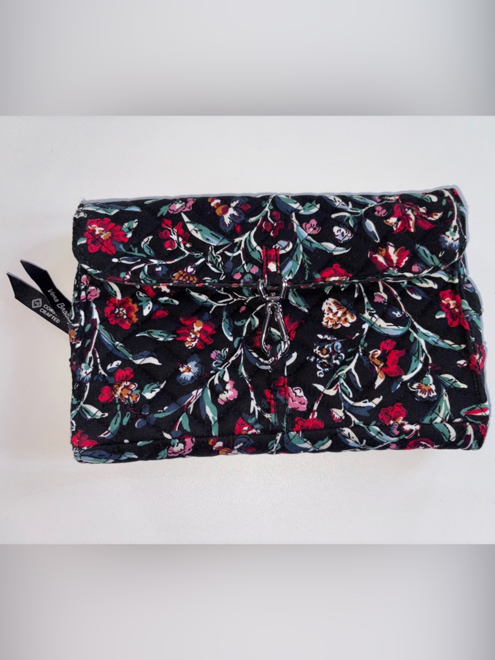 Vera Bradley Consciously Crafted Cotton Roll-up Tech Organizer Perennials Noir